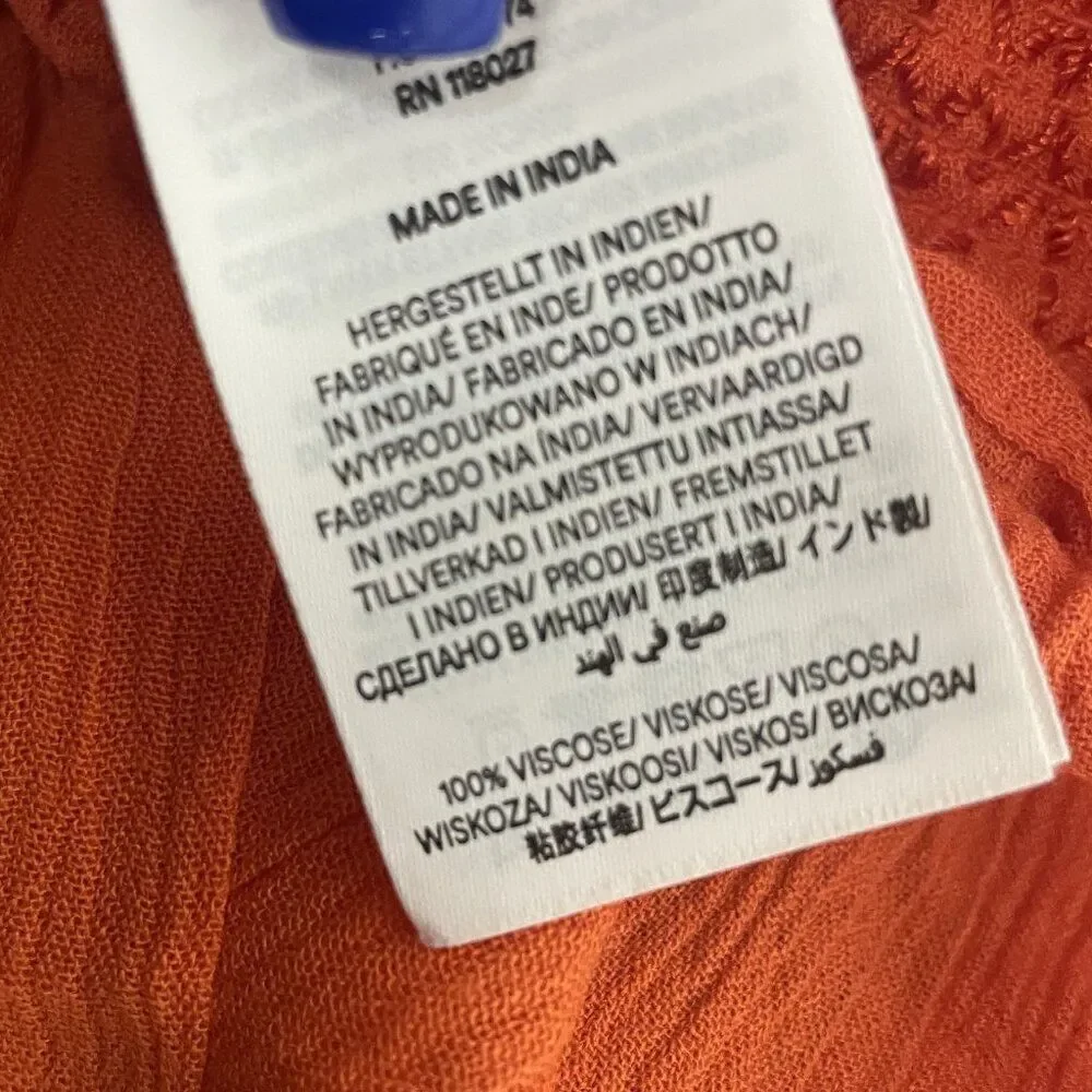 Boden Womens A-Line Skirt UK10P US 6P Orange Midi Tiered Smocked Waist R0393 NWT - Picture 7 of 10